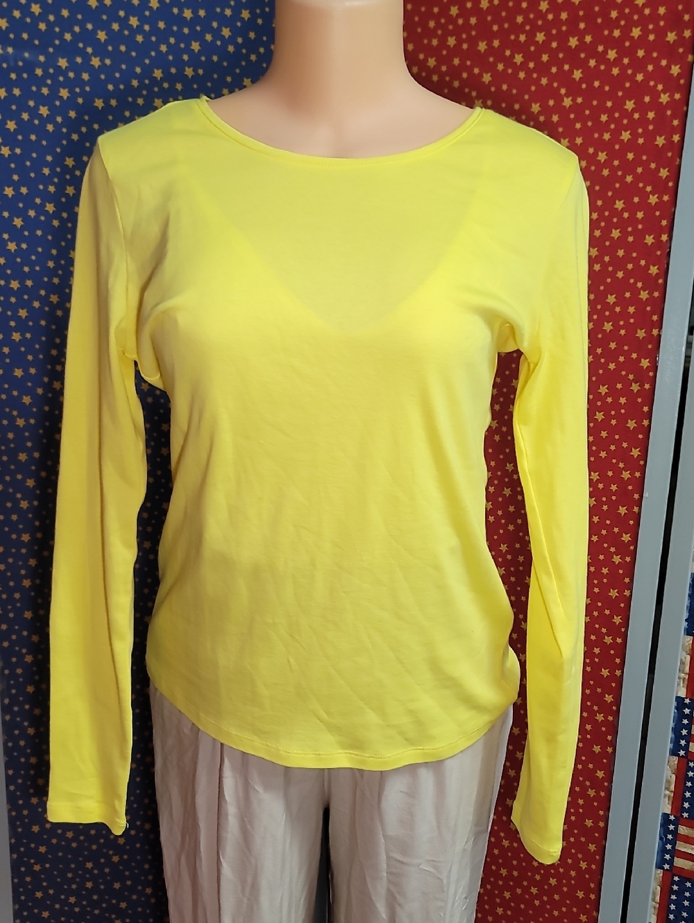Charter Club Bright Yellow Long-Sleeve Crewneck Top